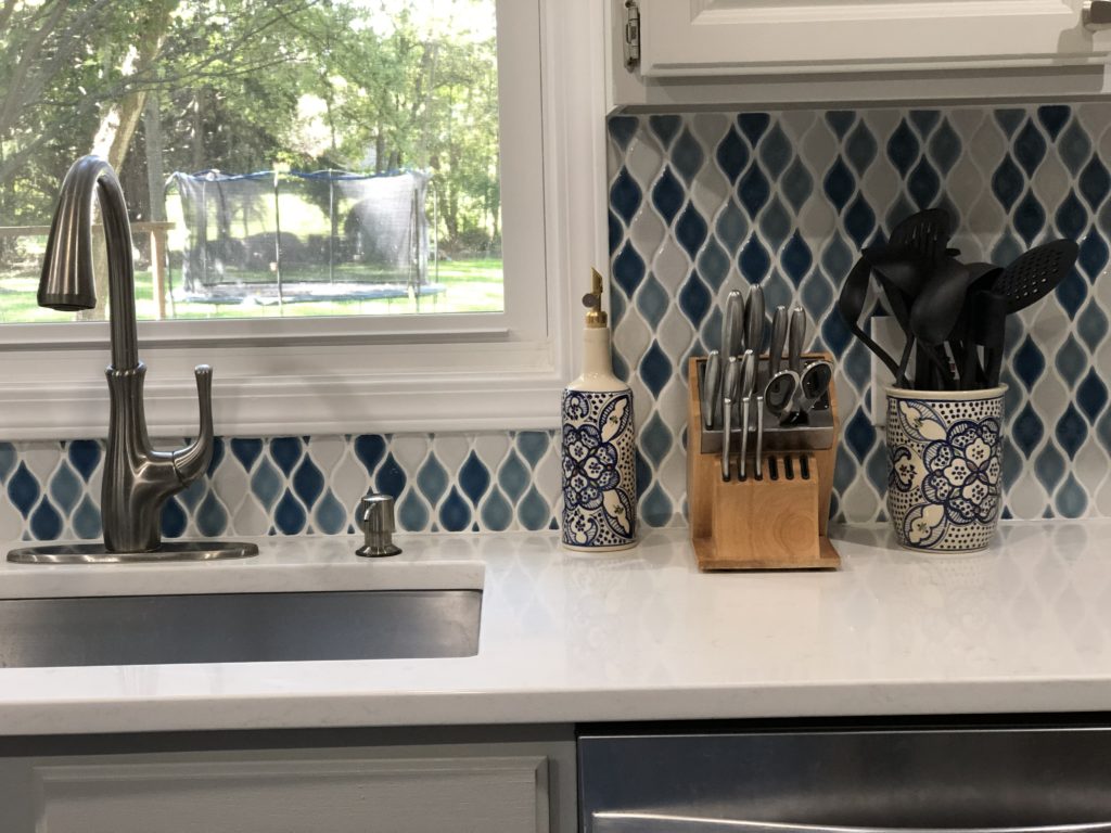 Brecksville Kitchen Design Blue Backsplash Lindsey Putzier Design Studio