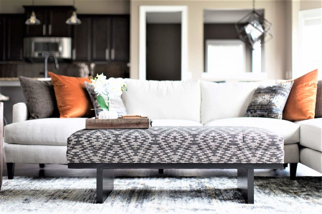 Moody Urban Home Sofa in Family Room Space Lindsey Putzier Design Studio