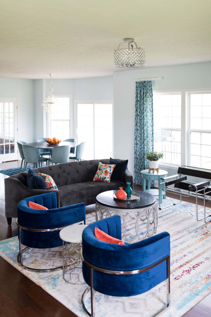 Colorful Contemporary Home Family Room Space Lindsey Putzier Design Studio