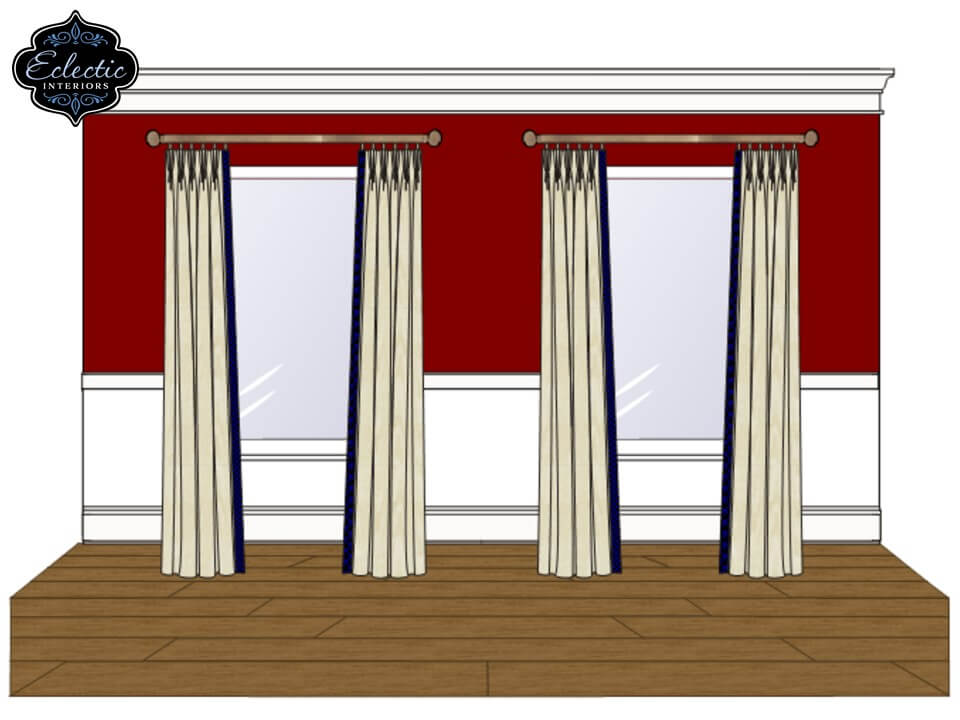 Rendering of Custom Window Treatments for Dining and Living Room Space Rendering of Custom Window Treatments for Dining and Living Room Space Lindsey Putzier Design Studio