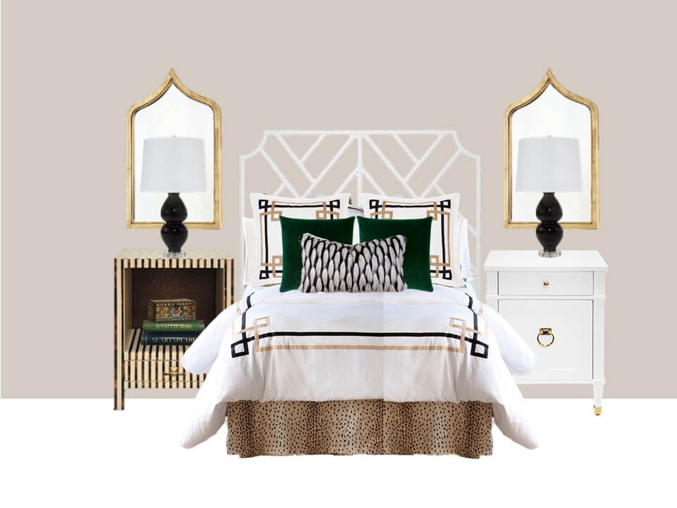 2D Concept Board of Guest Bedroom Eclectic Interiors Ohio