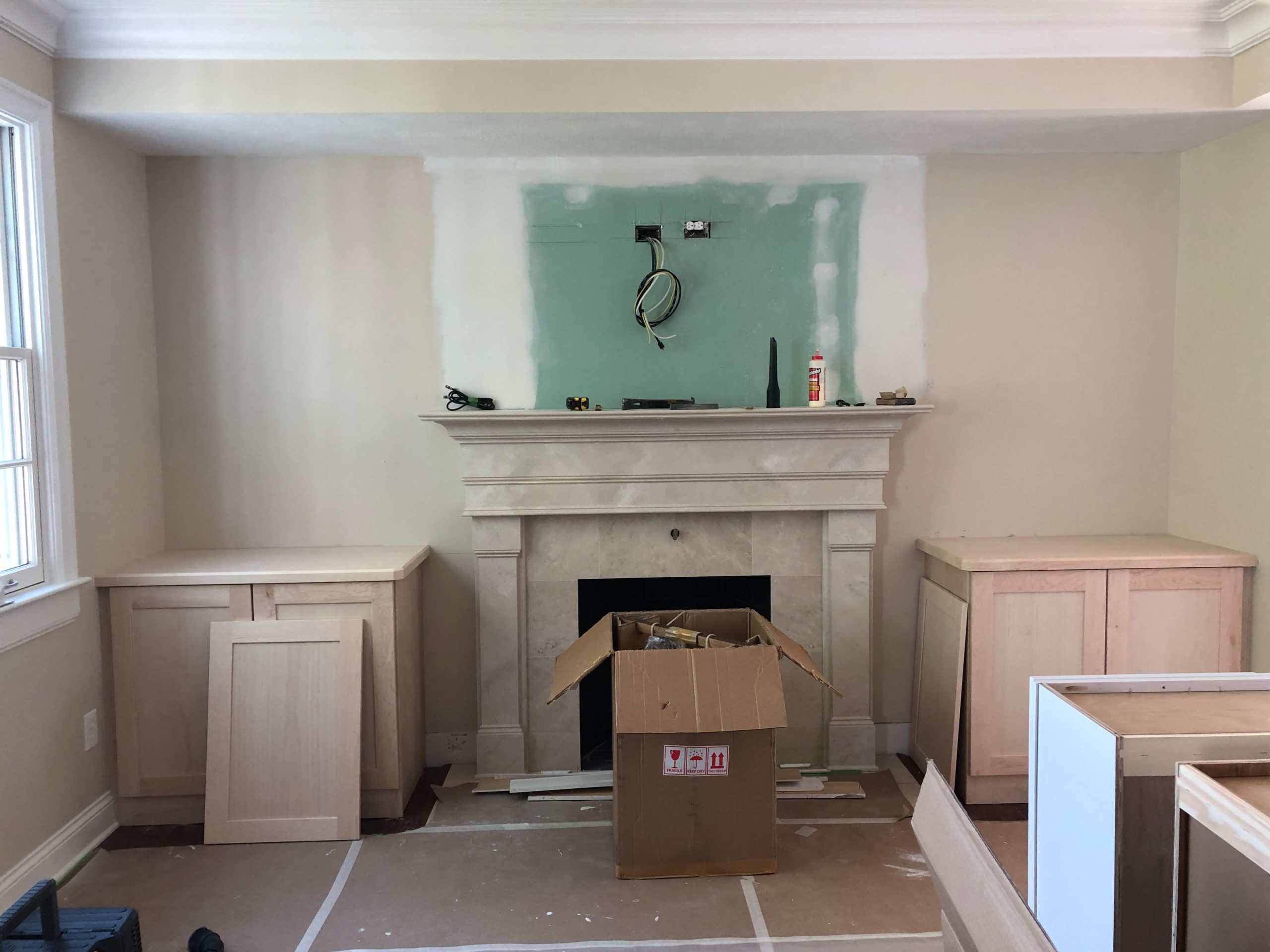 Living Room Fireplace Progress Photo Lindsey Putzier Design Studio Hudson, OH