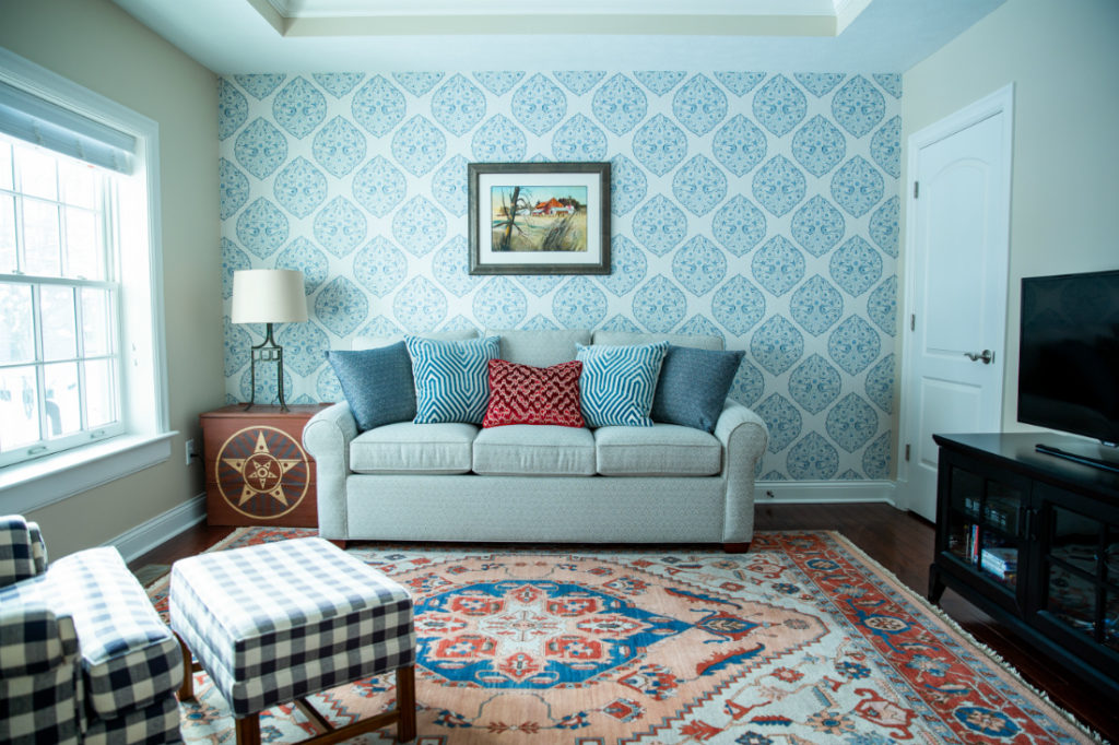 Living Room Design Hudson OH - Dreamy Blue - Eclectic Interiors