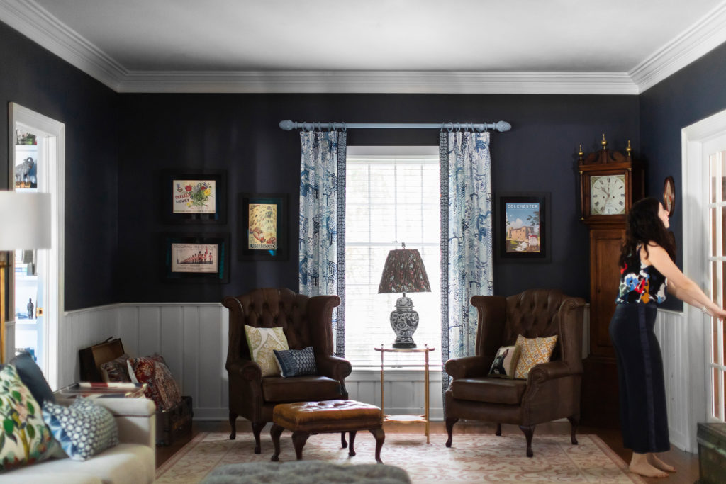 Hudson Ohio Family Room Design Blue Walls