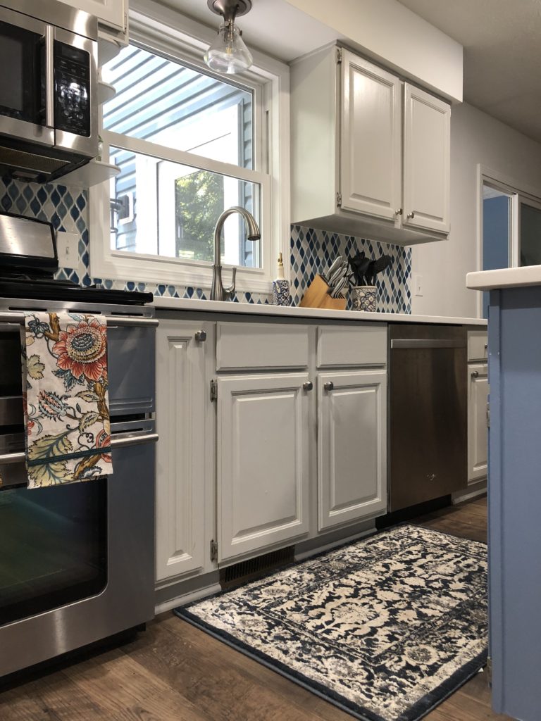 Brecksville Kitchen Design Gray Cabinets Blue Island Lindsey Putzier Design Studio