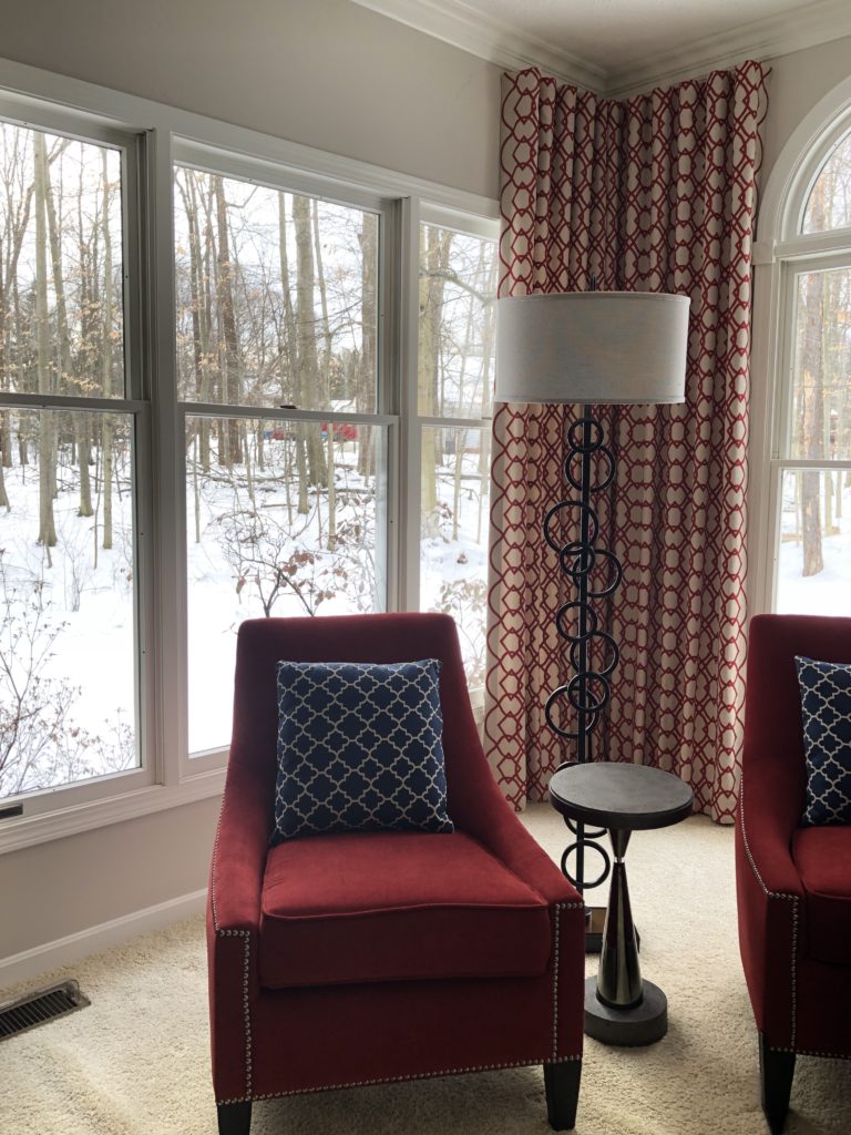 Red Decor in Living Room Lindsey Putzier Design Studio Hudson, OH