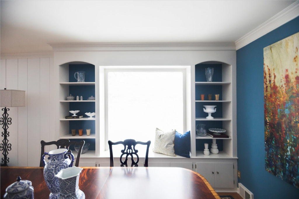 White Bookshelves Dining Room Lindsey Putzier Design Studio Hudson