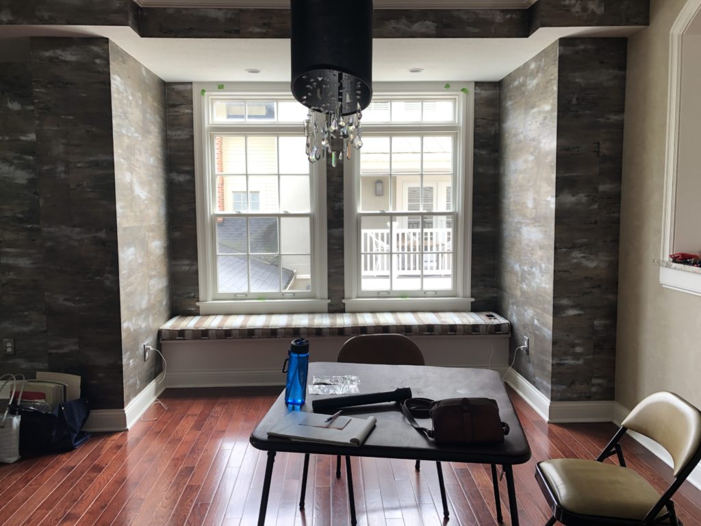 Before Photo of nook in Dining Room Hudson Ohio Lindsey Putzier Design Studio