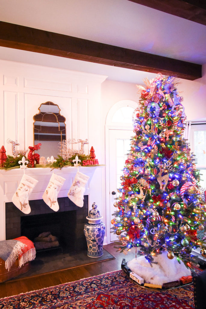 candy cane themed tree Lindsey Putzier Design Studio holiday decorating