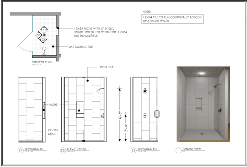 Master Bathroom Shower Drawings and Renderings Lindsey Putzier Design Studio