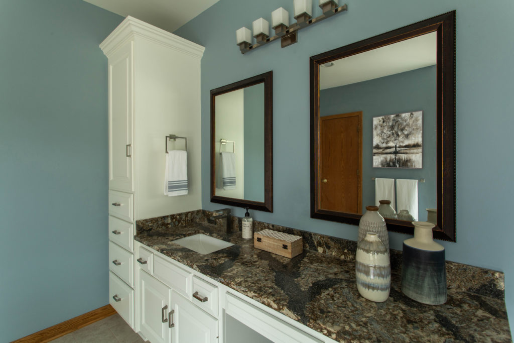 Up close After Photo for Master Bath off-white cabinetry and vanity Lindsey Putzier Design Studio