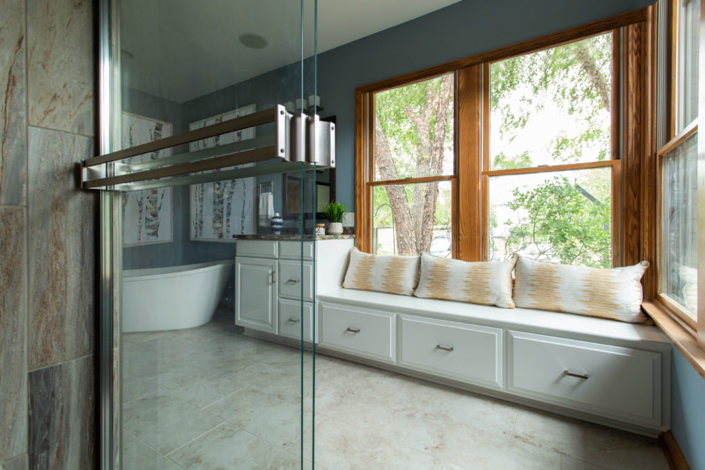 Window Seat in Master Bathroom Lindsey Putzier Design Studio Ohio