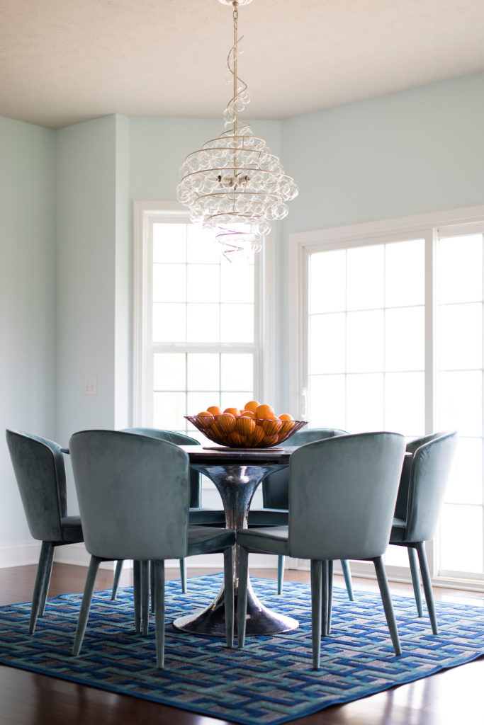 Dining Table with Metal Base cat friendly decor Lindsey Putzier Design Studio