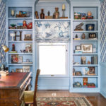 blue shelves home office eclectic interiors hudson ohio