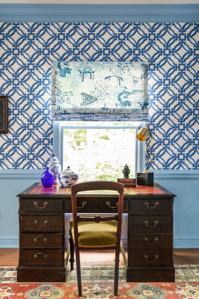 Window Desk with Custom Valances home office Lindsey Putzier Design Studio hudson ohio