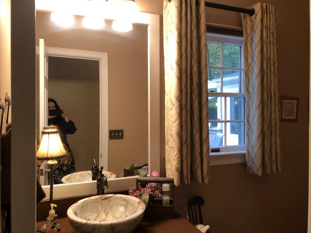 Vessel Sink on small vanity in bathroom Lindsey Putzier Design Studio