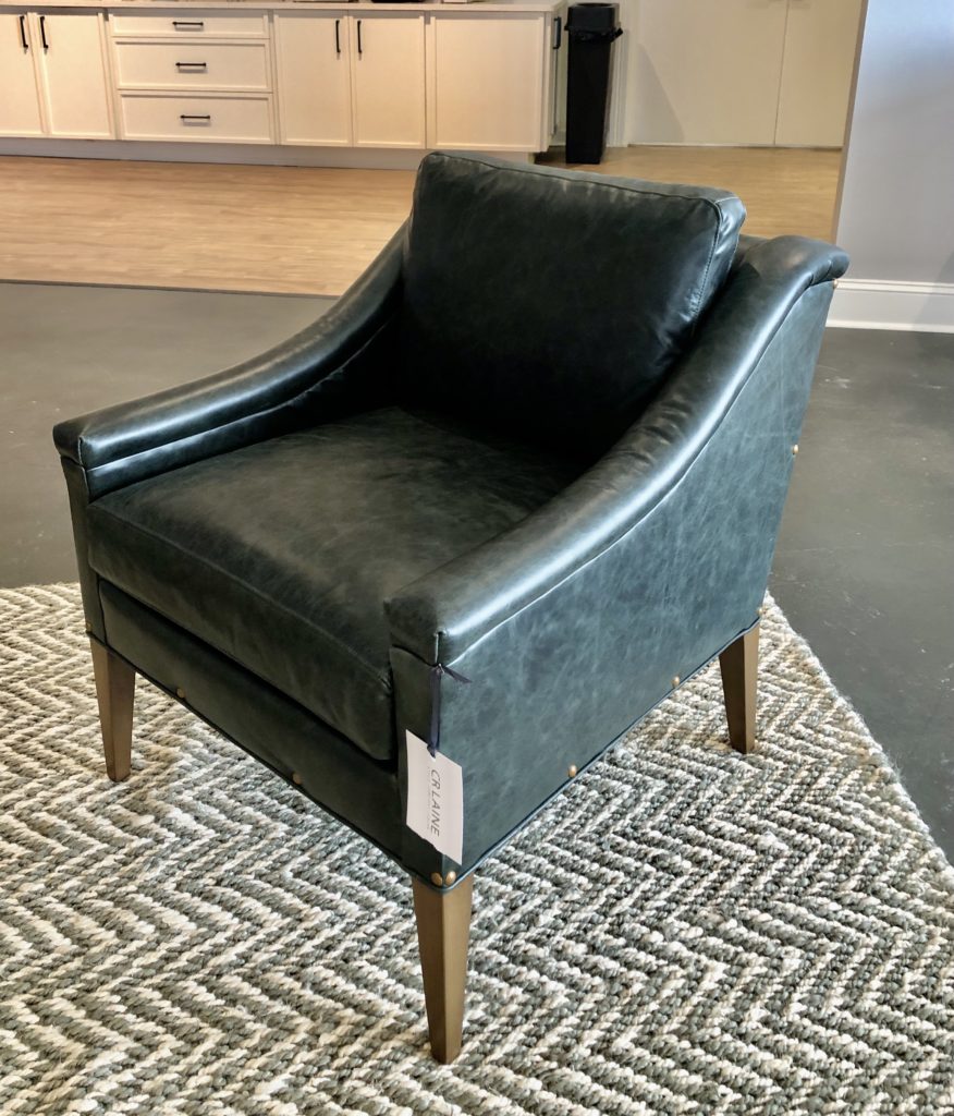 dark green leather and super spaced out nailheads Lindsey Putzier Design Studio