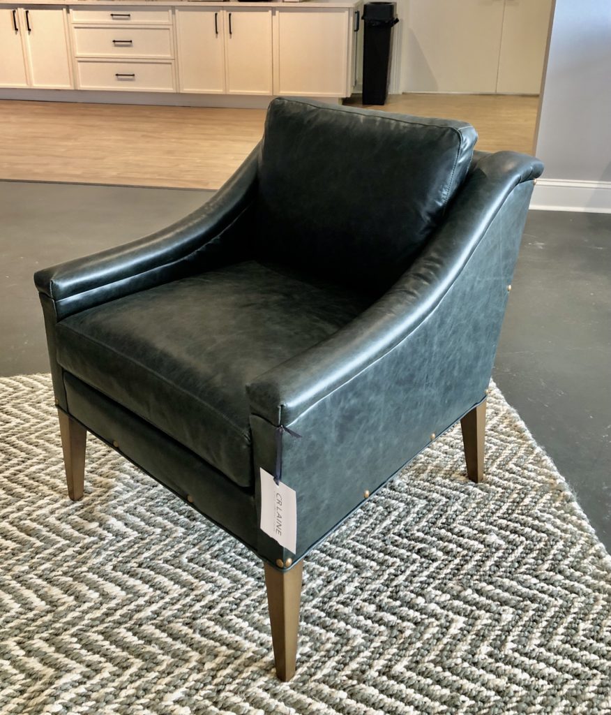 dark green leather and super spaced out nailheads Lindsey Putzier Design Studio