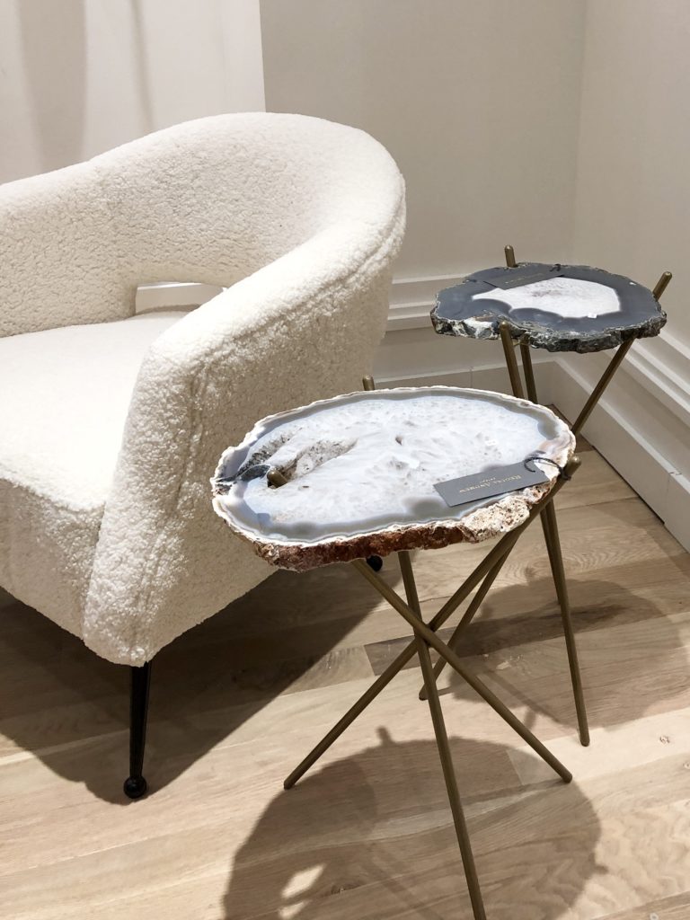Geode looking natural stone side tables Lindsey Putzier Design Studio