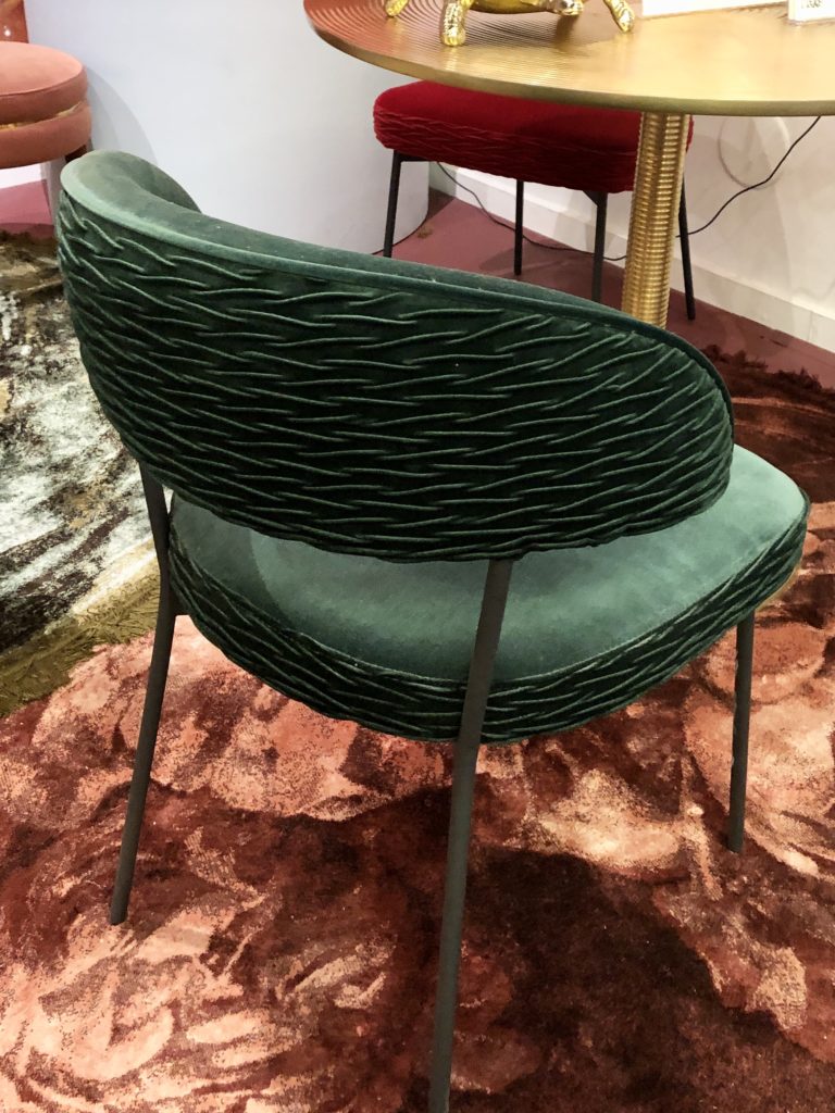 Green velvet side chair Lindsey Putzier Design Studio