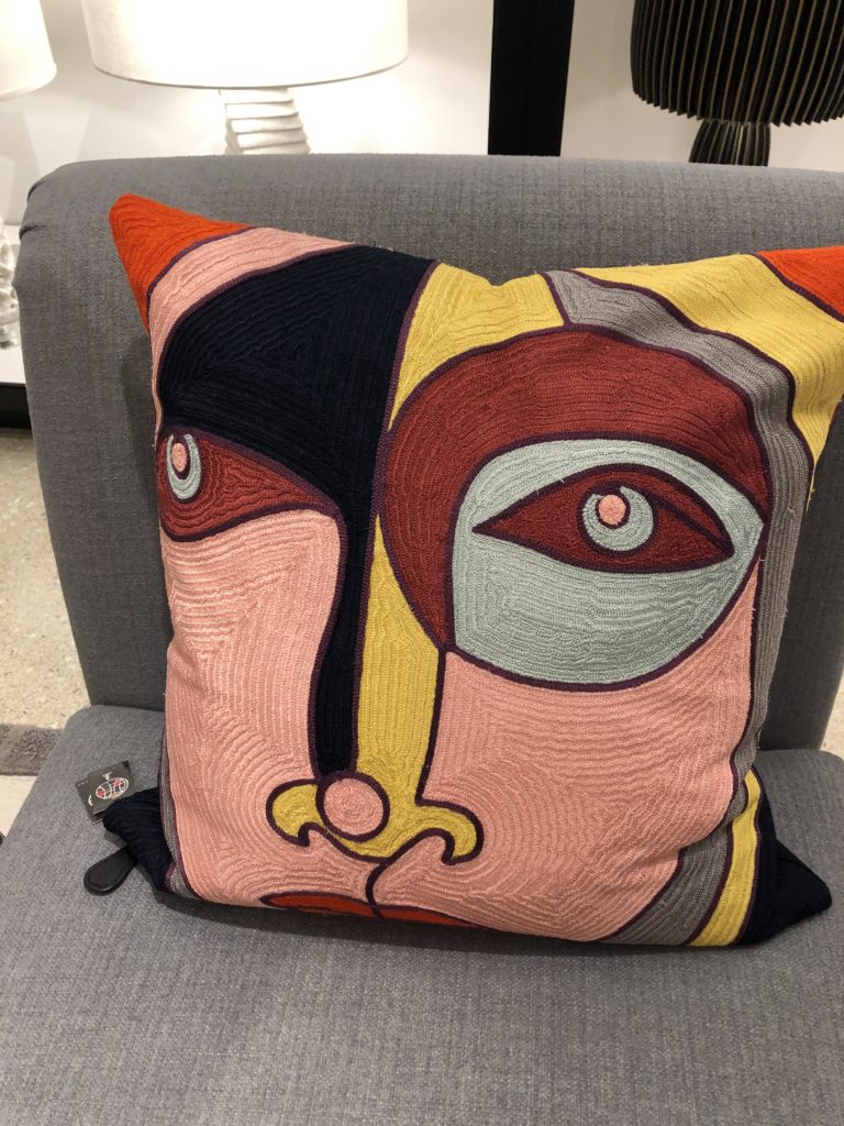 Picasso style face on throw pillow Lindsey Putzier Design Studio
