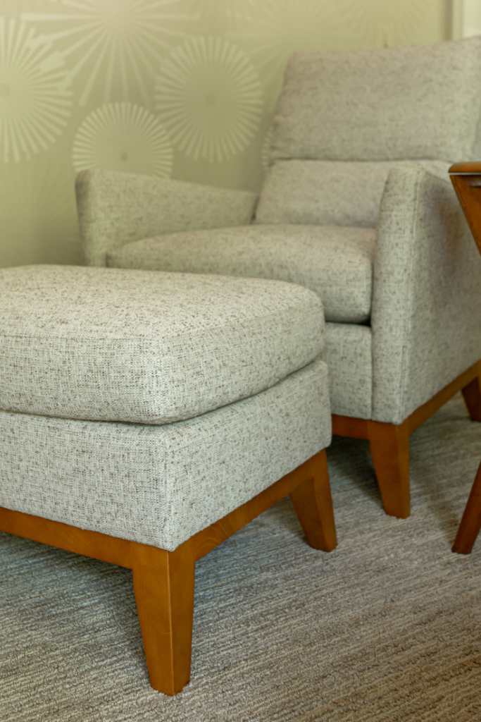 Custom upholstered chair and ottoman Lindsey Putzier Design Studio