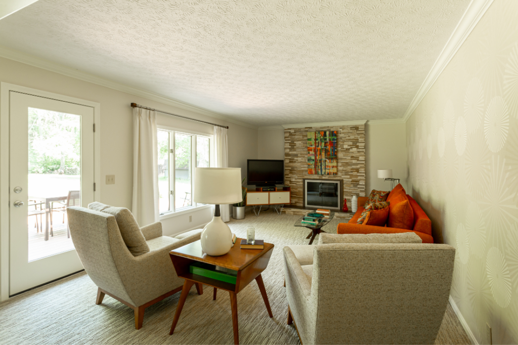 After Image of Mid-Century Family Room Lindsey Putzier Design Studio