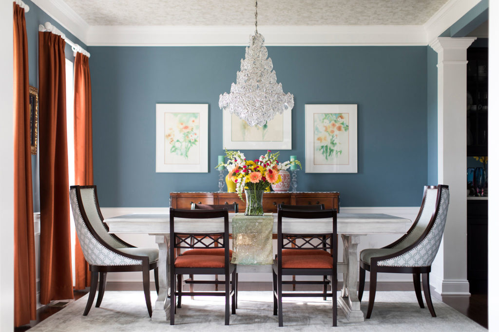 Colorful Contemporary Dining Room Hudson, OH Lindsey Putzier Design Studio