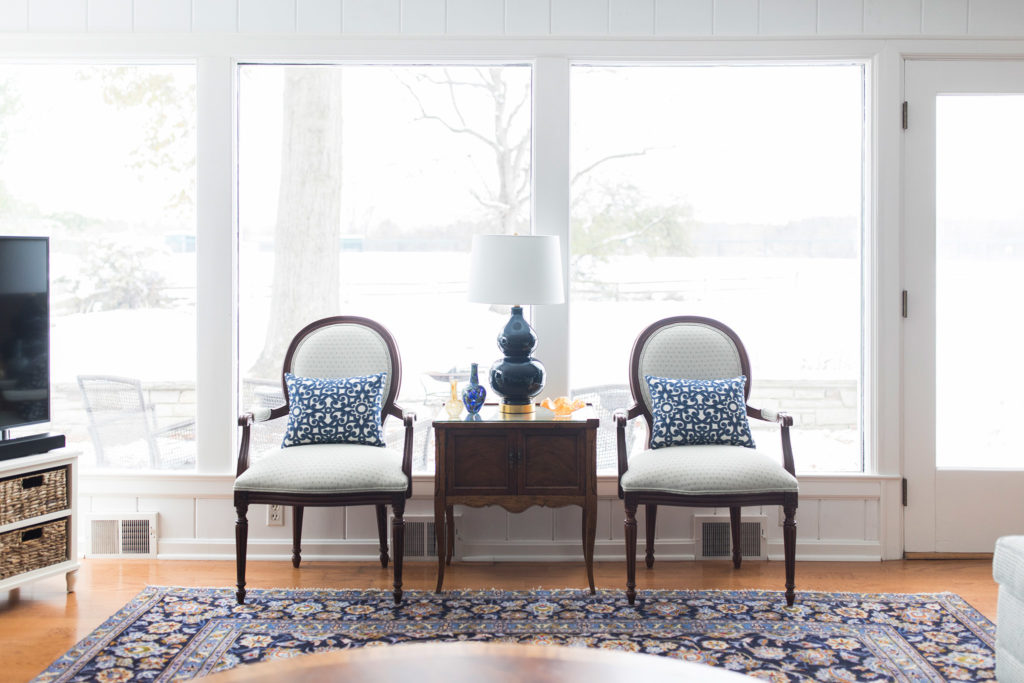 Side table between two arm chairs Lindsey Putzier Design Studio