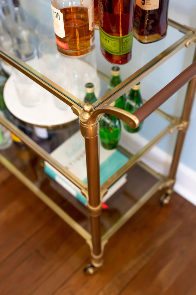 Gold Dining Room bar cart Lindsey Putzier Design Studio