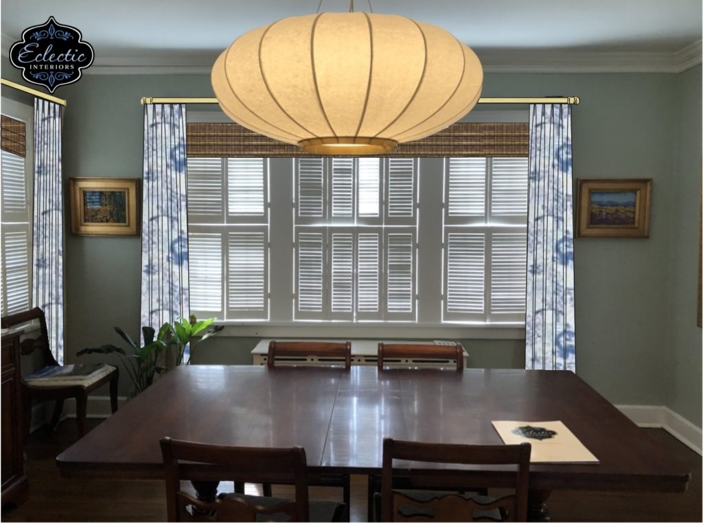 Custom window treatment rendering - Blue & White Chinoiseries  Lindsey Putzier Design Studio