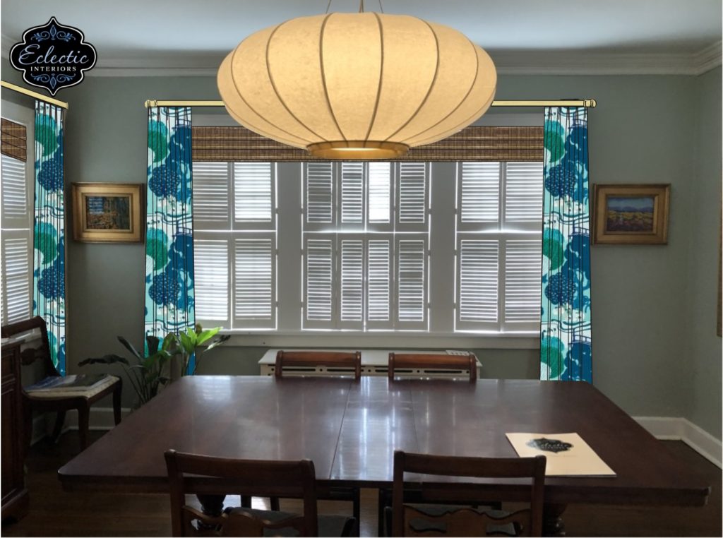 Custom window treatment rendering - Blue & Green Asian Theme Lindsey Putzier Design Studio